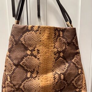 Coach F35209 Phoebe Brown Snakeskin Embossed Leather Shoulder Tote Bag